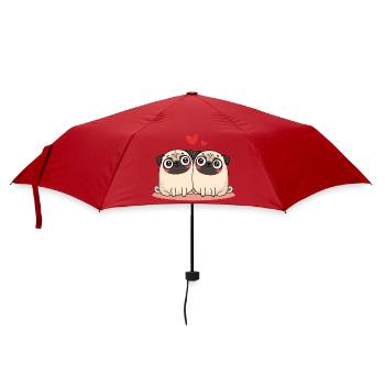 Mopspaar Mops - Regenschirm (klein) - Rot - Vorne
