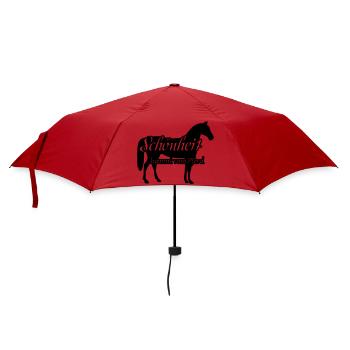 Schönheit und Pferd Geschenk Reiter Reiten Spruch - Regenschirm (klein) - Rot - Vorne