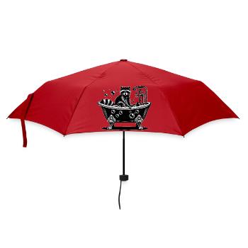 Niedlicher Waschbär in der Badewanne - Regenschirm (klein) - Rot - Vorne