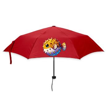 Kugelfisch - Regenschirm (klein) - Rot - Vorne