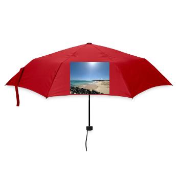 Strand in der Sonne: Blau und Sand - Regenschirm (klein) - Rot - Vorne