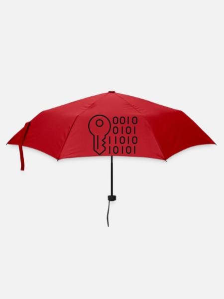 Digital-Schlüssel-Verschlüsselungslinien-Symbol - Regenschirm (klein) - Rot