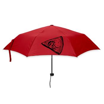 Pizza Slice Pärchen Valentinstag Essen Love - Regenschirm (klein) - Rot - Vorne