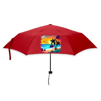 Summer Sunset Beach Watercolor - Umbrella (small) - red - Front