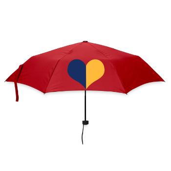 Upper Lusatia - blue yellow heart - Umbrella (small) - red - Front