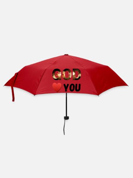 Gott liebt dich - Regenschirm (klein) - Rot