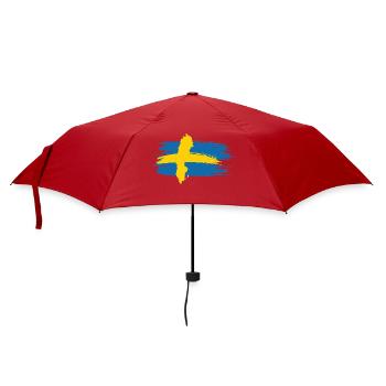 Suède – Conception du pinceau de carte bleu-jaune - Parapluie standard - rouge - Devant