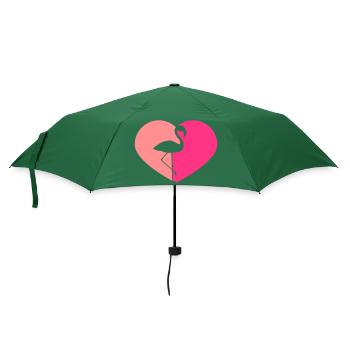 form herz i love liebe silhouette umriss flamingo - Regenschirm (klein) - Flaschengrün - Vorne