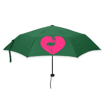 form herz i love liebe silhouette umriss flamingo - Regenschirm (klein) - Flaschengrün - Vorne