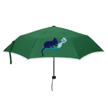 Umstoßen Blumenvase freche Katze - Regenschirm (klein) - Flaschengrün - Vorne