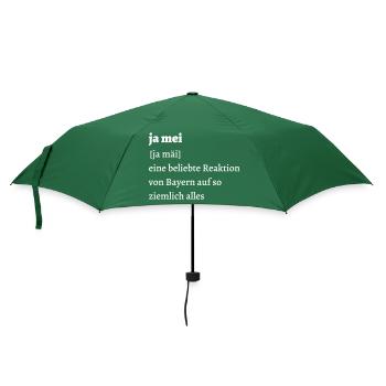 Ja mei - Erklärung - bayerischer Spruch - Regenschirm (klein) - Flaschengrün - Vorne