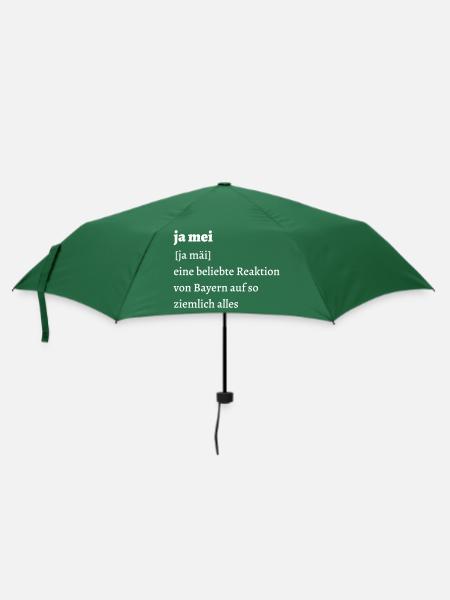 Ja mei - Erklärung - bayerischer Spruch - Regenschirm (klein) - Flaschengrün