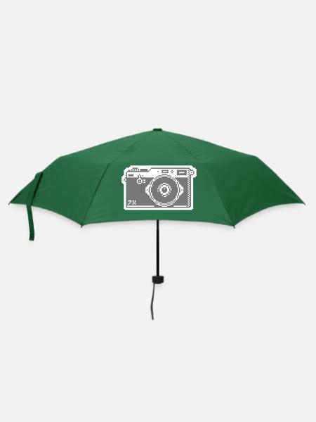 8bit pixel retro fotoapparat - Regenschirm (klein) - Flaschengrün