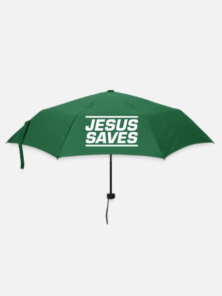 Jesus Rettet Bibelvers - Regenschirm (klein) - Flaschengrün