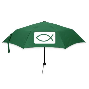 Fisch Christlich Jesus - Regenschirm (klein) - Flaschengrün - Vorne