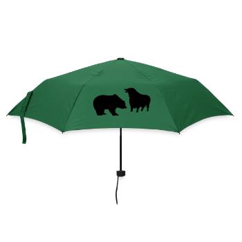 Bulle und Bär T Shirt für Anleger & Börsenkenner - Regenschirm (klein) - Flaschengrün - Vorne