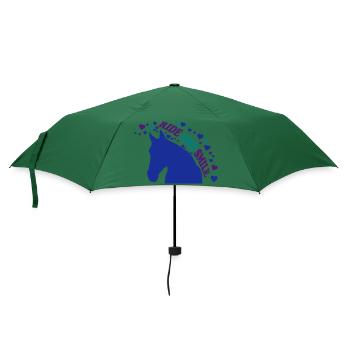 Pferdekopf 8 mit Pferdespruch - Regenschirm (klein) - Flaschengrün - Vorne