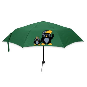 2 coole Pinguine Familie - Regenschirm (klein) - Flaschengrün - Vorne