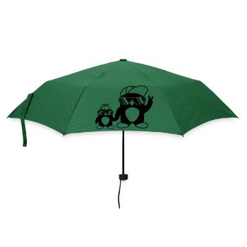 Papa Kind coole Pinguine - Regenschirm (klein) - Flaschengrün - Vorne