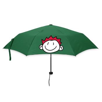 gesicht kopf kind gemalt kritzel comic cartoon jun - Regenschirm (klein) - Flaschengrün - Vorne