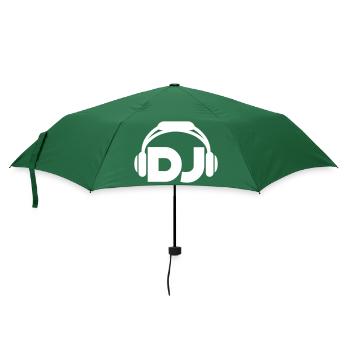 DJ Kopfhörer Musik Party Feiern Text Schriftzug - Regenschirm (klein) - Flaschengrün - Vorne