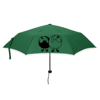 2 Schafe Gucken Skeptisch Beleidigte Freunde Team - Regenschirm (klein) - Flaschengrün - Vorne