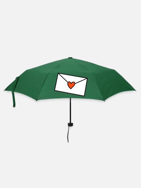 Brief Herz dreifarbig - Regenschirm (klein) - Flaschengrün