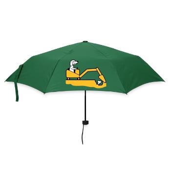 Hund Knochen Vergraben Bagger Buddeln Cool Baggern - Regenschirm (klein) - Flaschengrün - Vorne