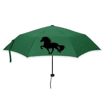 Tölter-Silhouette – Islandpferd I - Regenschirm (klein) - Flaschengrün - Vorne