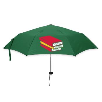 Design gestapelte Bücher Comic - Regenschirm (klein) - Flaschengrün - Vorne