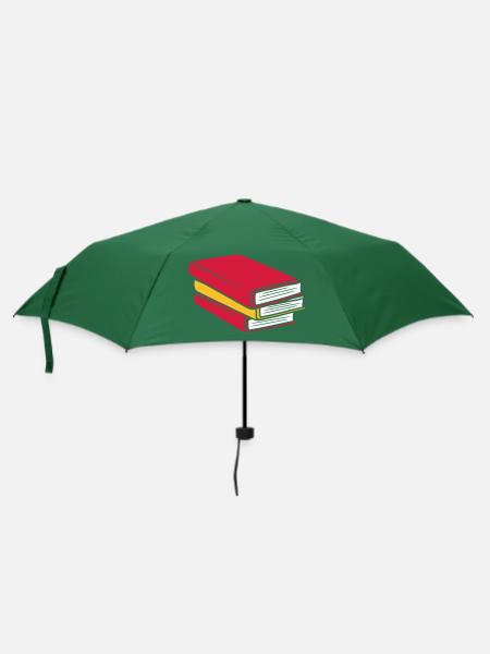 Design gestapelte Bücher Comic - Regenschirm (klein) - Flaschengrün