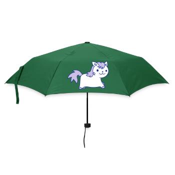 Kleine Pony Katze Gesicht Pferdchen Pferd Reitet - Regenschirm (klein) - Flaschengrün - Vorne