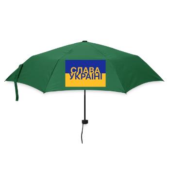 Ukraine Flagge Spruch Slava Ukraini auf ukrainisch - Regenschirm (klein) - Flaschengrün - Vorne