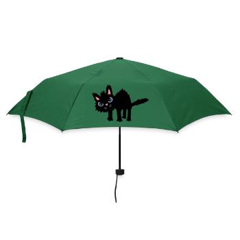 Lustige Böse Katze - Regenschirm (klein) - Flaschengrün - Vorne