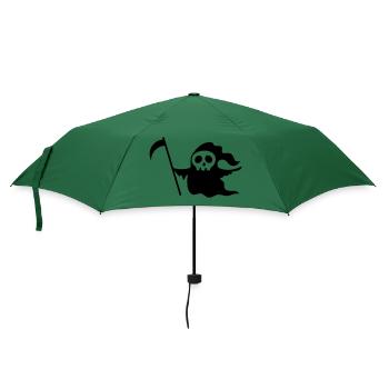 Wandelnder Todesschädel mit einer Sense - Regenschirm (klein) - Flaschengrün - Vorne