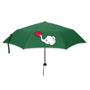 elefant kopf herz liebe schenken verliebt sitzend - Regenschirm (klein) - Flaschengrün - Vorne