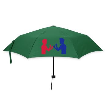 rot blau 2 feinde freunde team paar duell boxen ka - Regenschirm (klein) - Flaschengrün - Vorne
