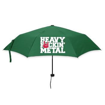 Heavy F#ckin' Metal Hard Rock Hörner Handgeste Fun - Regenschirm (klein) - Flaschengrün - Vorne