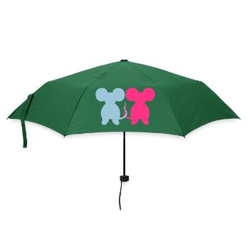 2 Mäuse Paar Zwei Verliebt Valentinstag Frau Mann - Regenschirm (klein) - Flaschengrün - Vorne