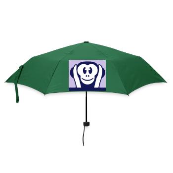 3 Weise Affen Nichts Hören Taub Hält Ohren Zu Affe - Regenschirm (klein) - Flaschengrün - Vorne