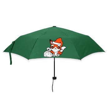 Fuchs Rotfuchs Weihnachtsmann Weihnachten Geschenk - Regenschirm (klein) - Flaschengrün - Vorne