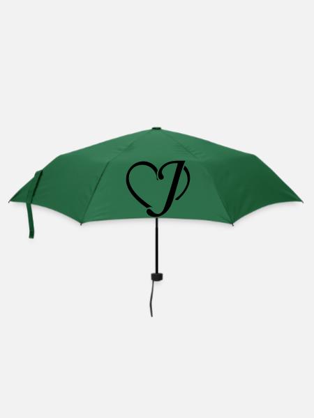 Herz Buchstaben J - Regenschirm (klein) - Flaschengrün
