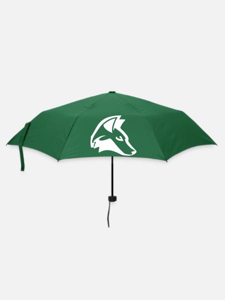 Fuchskopf, Weiße Silhouette Design, Tierdesign - Regenschirm (klein) - Flaschengrün