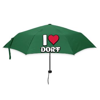 I Love Dorf Spruch Geschenk - Regenschirm (klein) - Flaschengrün - Vorne
