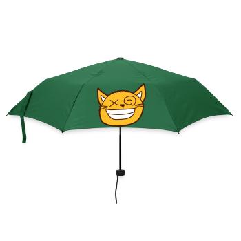 Wahnsinnige Katze Schielt Lustig Verrückt Grimasse - Regenschirm (klein) - Flaschengrün - Vorne