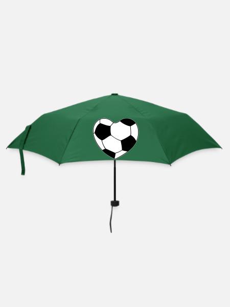 Herz Fußball - Regenschirm (klein) - Flaschengrün