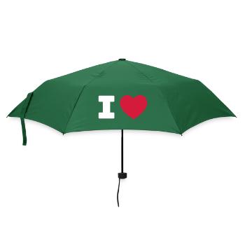 I LOVE - HEART Füge deinen eigenen Text hinzu - Regenschirm (klein) - Flaschengrün - Vorne