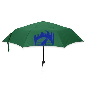 Hund Strand Urlaub Sonne Meer Palmen Ferien Schön - Regenschirm (klein) - Flaschengrün - Vorne