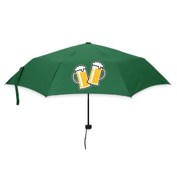 2 Maßkrüge Stoßen An (Bier / Bierseidel / 3C) - Regenschirm (klein) - Flaschengrün - Vorne
