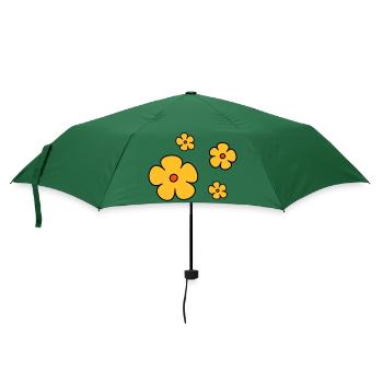 Blumen dreifarbig - Regenschirm (klein) - Flaschengrün - Vorne